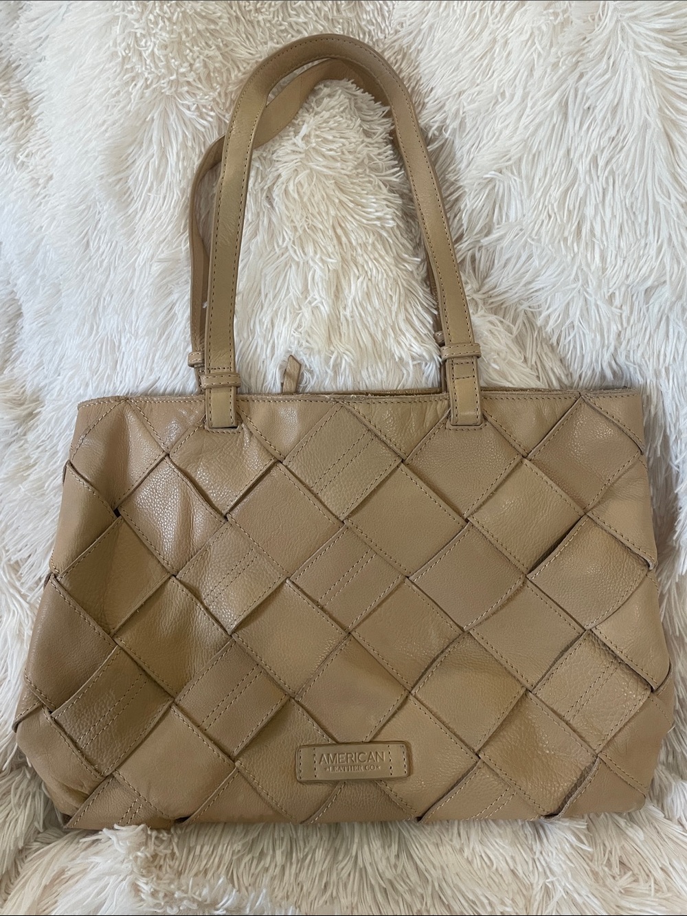 American Leather Co. Tan Woven Shoulder Bag